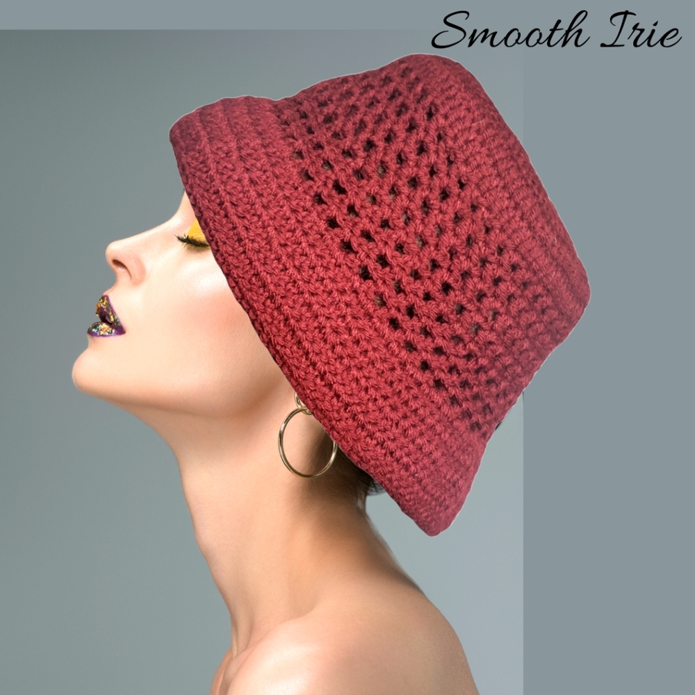 Midnight Wine Smooth Irie Mesh Bucket Hat Safari Fashion Fishing Summer NWT